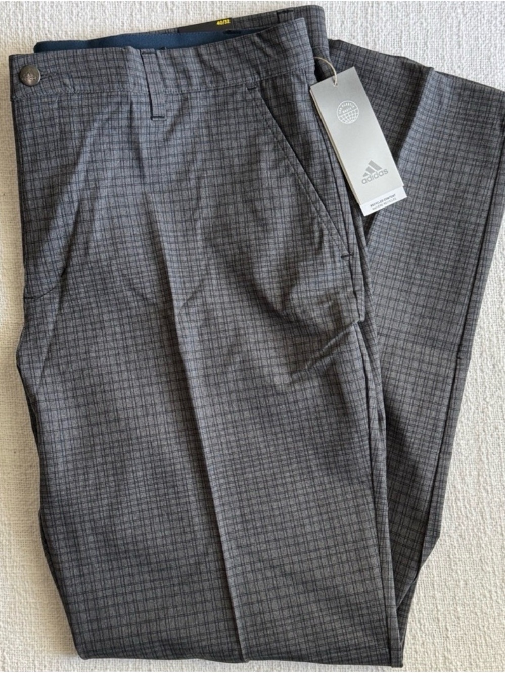 adidas Men's Charcoal Gray Plaid Golf Pants